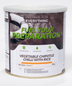 Vegetarische Chili met rijst (GROOT blik, 7 maaltijden, 25 jaar houdbaar)
